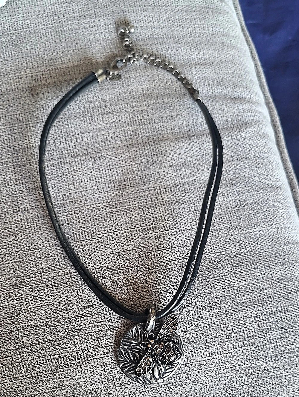 Chico's Bee Pendant Necklace in Black & Silver